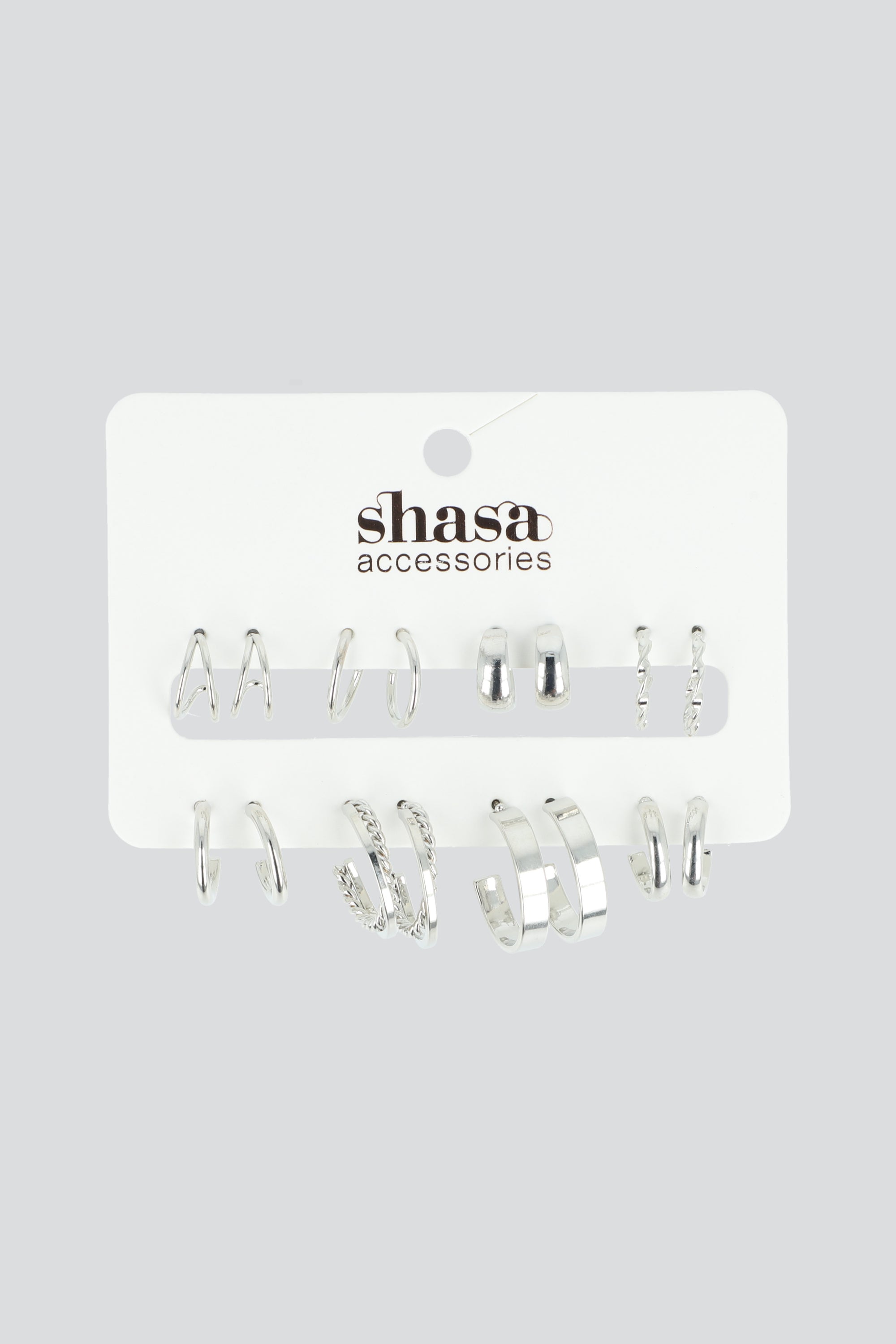 Set 8 Pares Arracadas Cadena PLATA