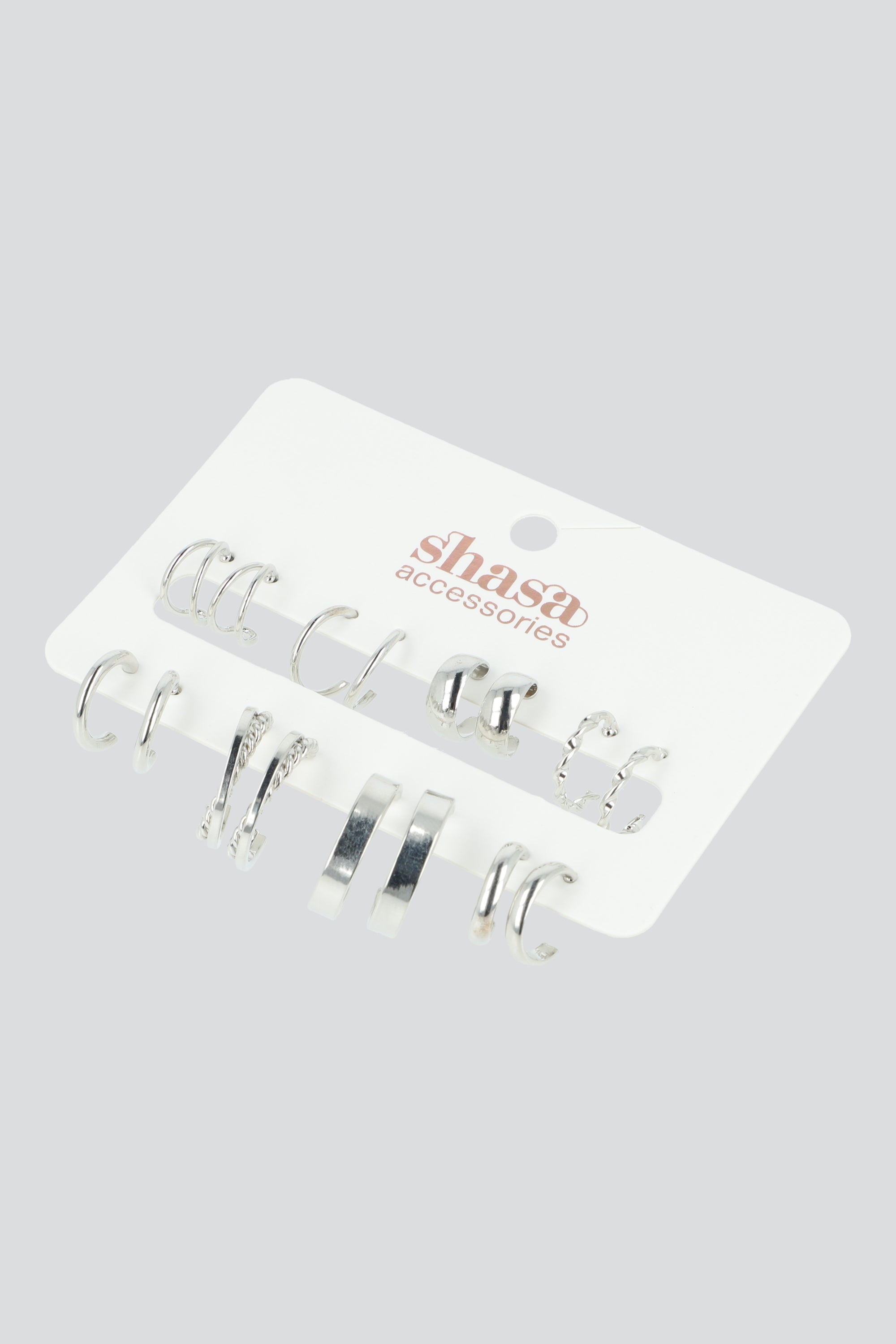 Set 8 Pares Arracadas Cadena PLATA