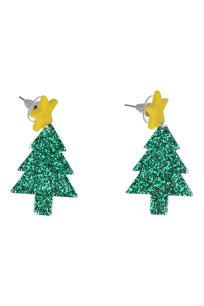 Aretes largos árbol navideño