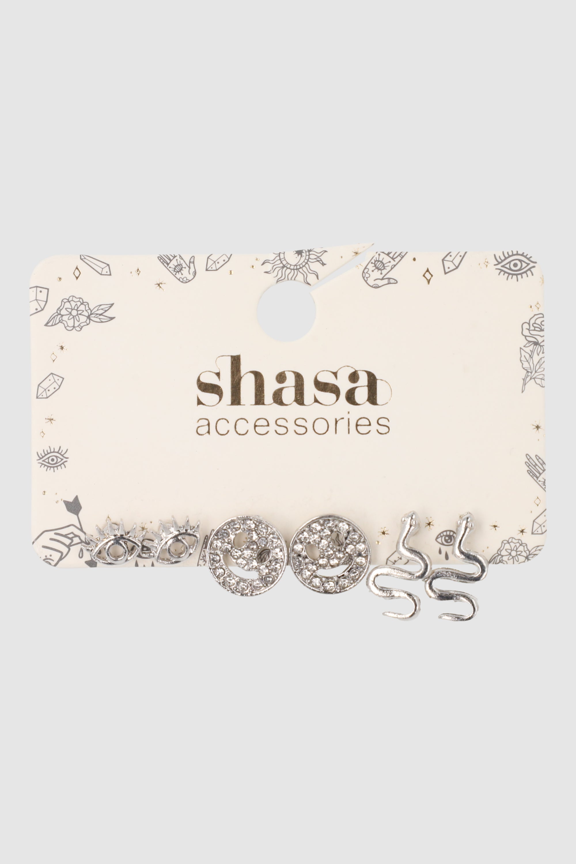 3 Pares Aretes Ojo Carita PLATA