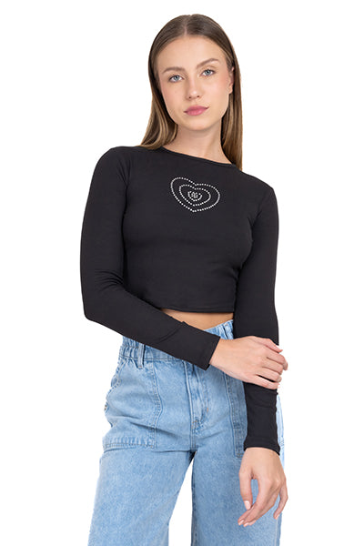 Top Rib Corazon NEGRO