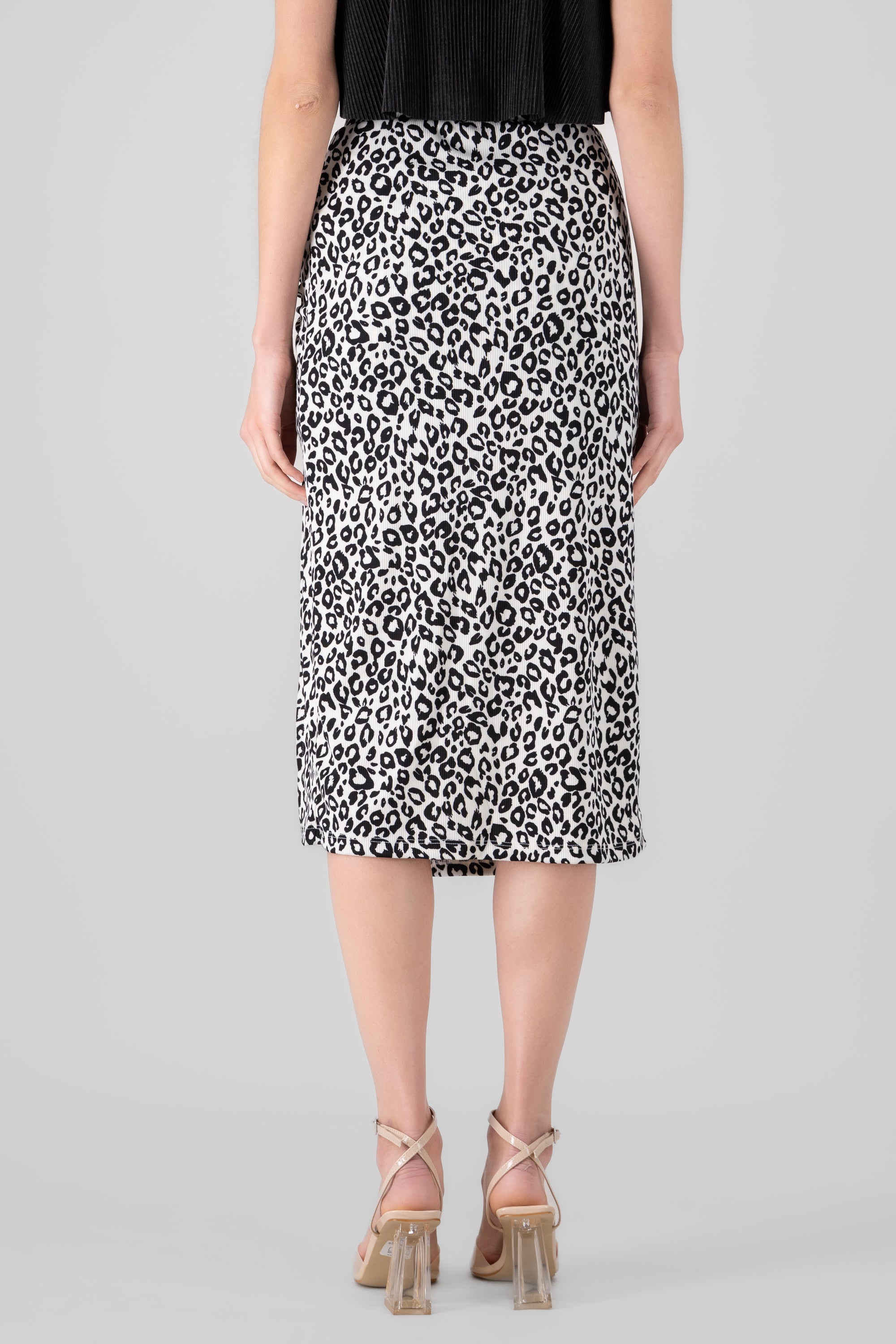 Falda midi animal print BLANCO COMBO