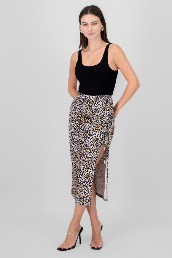 Falda midi animal print