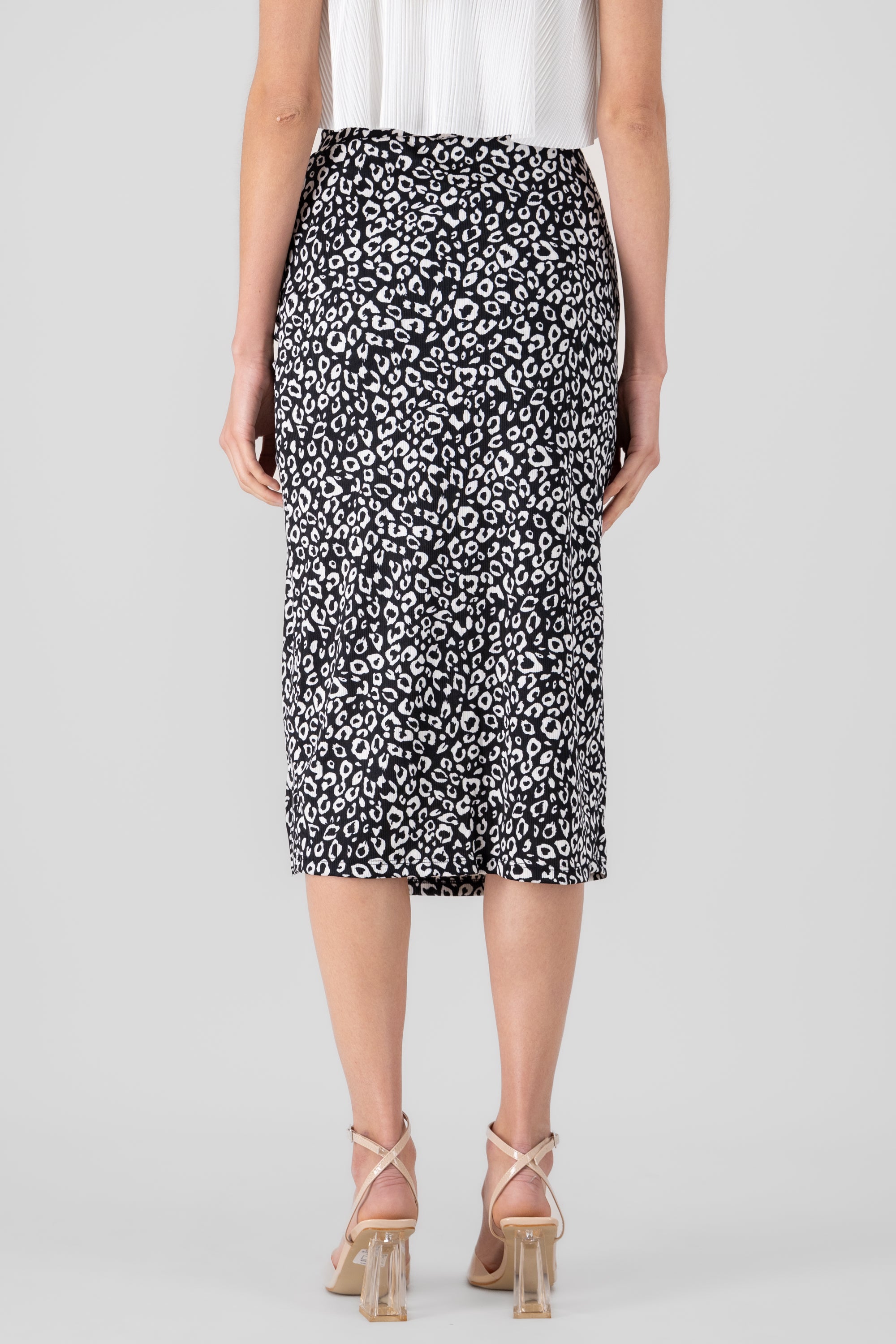 Falda midi animal print NEGRO COMBO