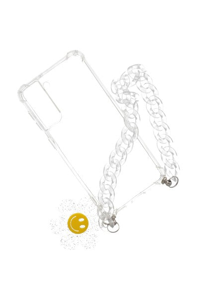 Funda celular S21 cadena TRANSPARENTE