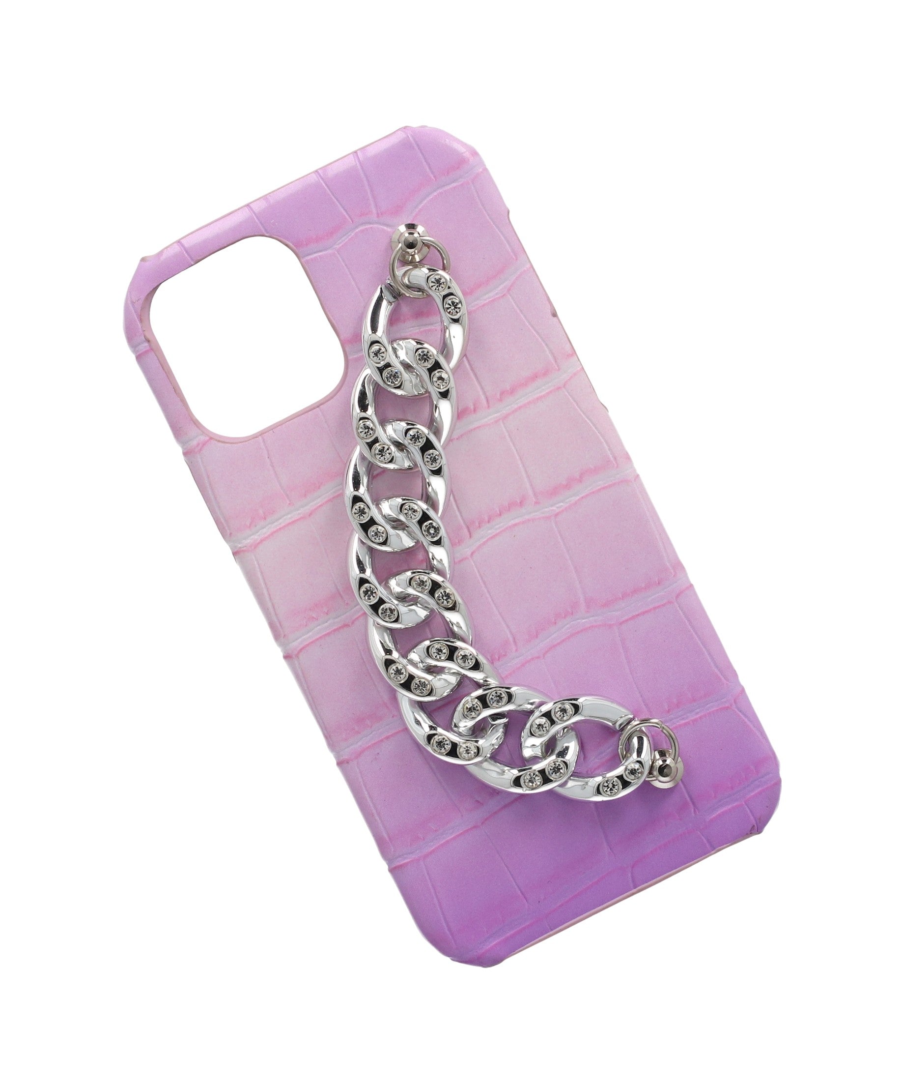 Funda celular i12 cocodrilo cadena LILA