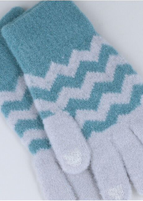 Guantes tejidos geométricos AZUL