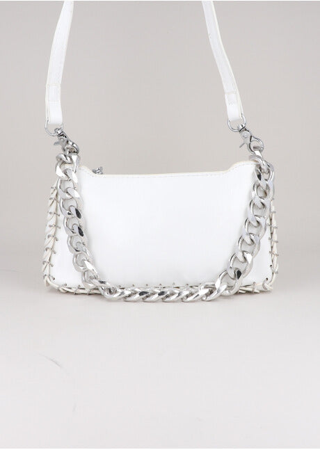 Bolsa Baguette Grapas Cadena BLANCO