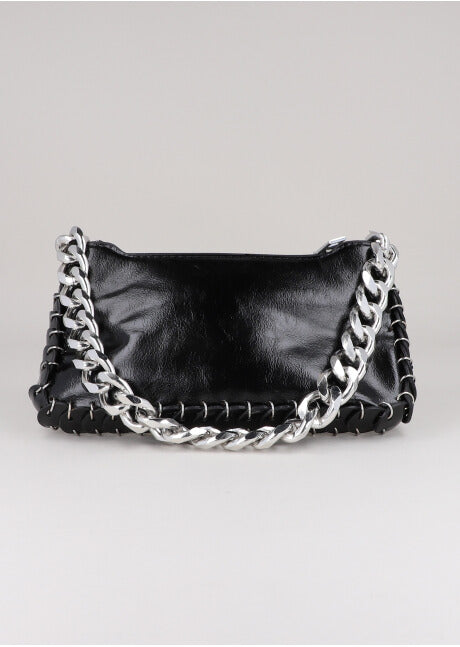 Bolsa Baguette Grapas Cadena NEGRO