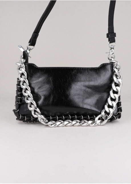 Bolsa Baguette Grapas Cadena NEGRO