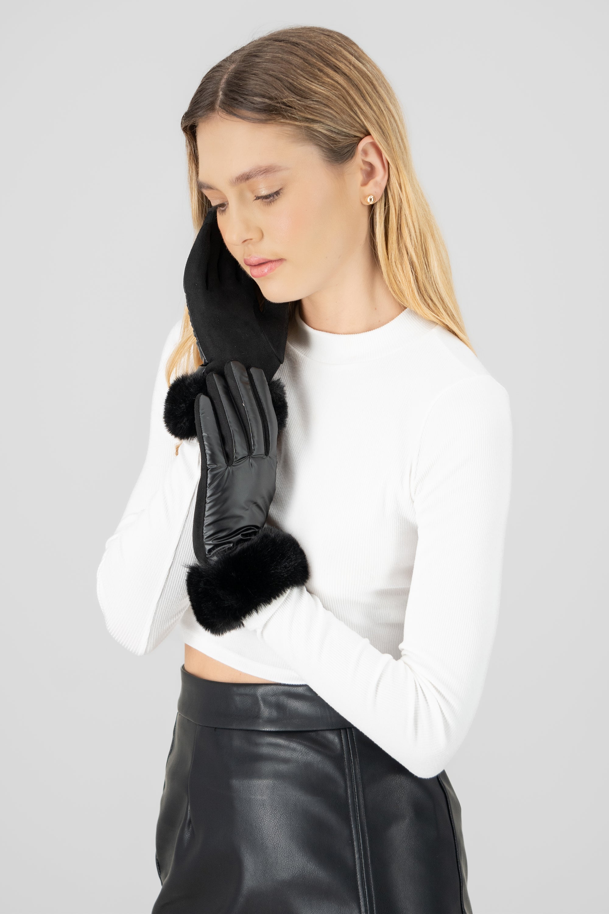 Guantes terciopelo peluche NEGRO