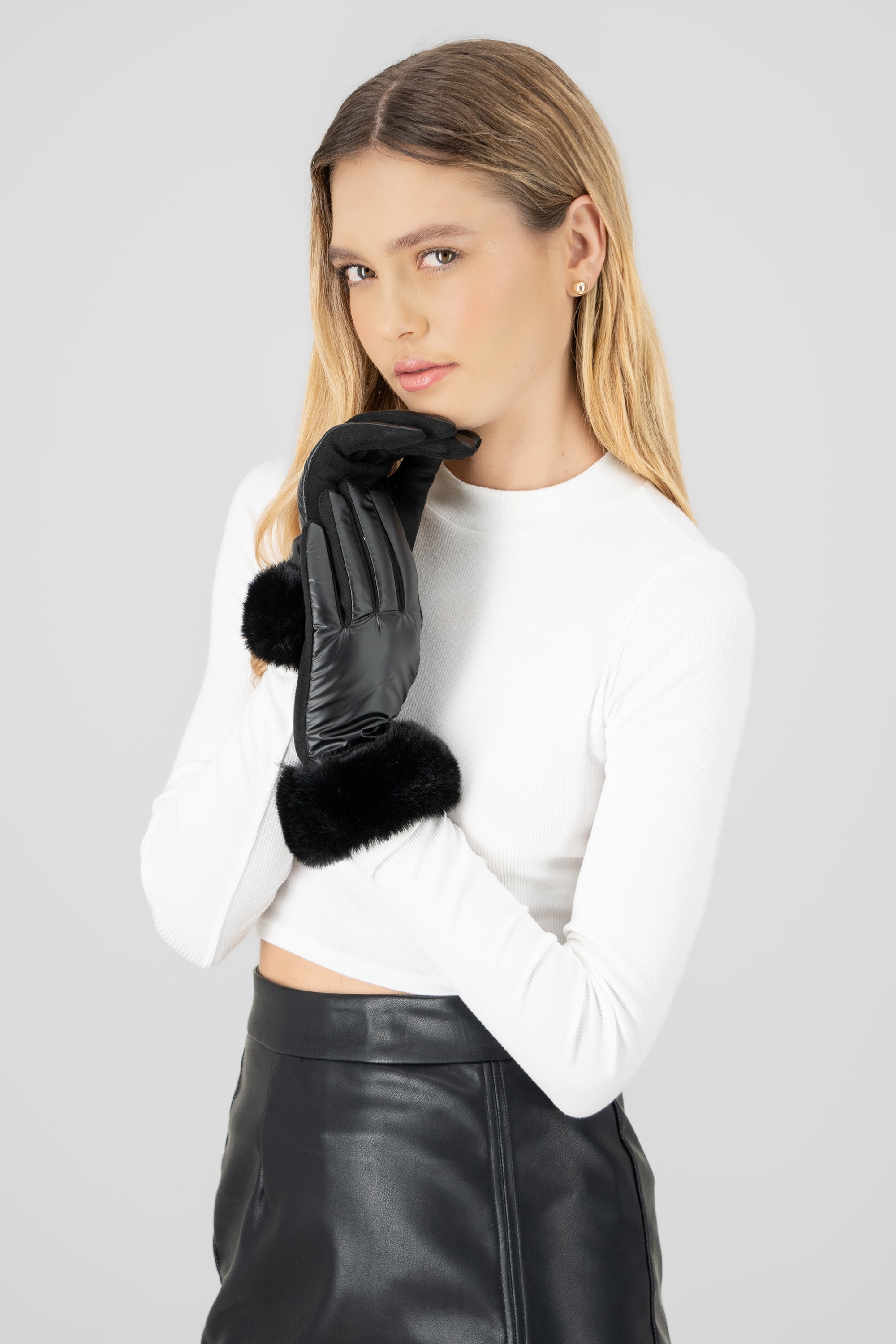 Guantes terciopelo peluche NEGRO