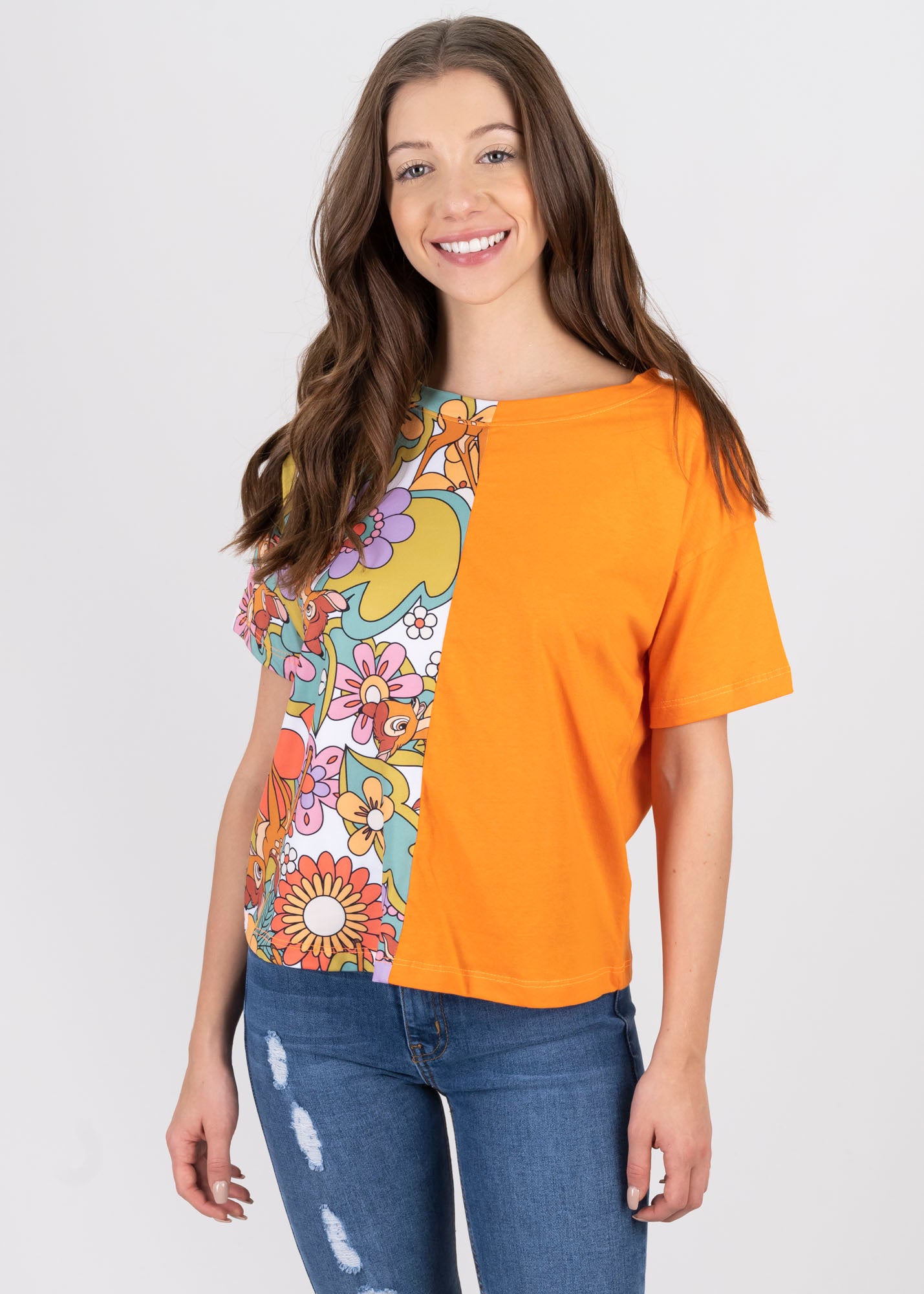 Playera bicolor Bambi NARANJA COMBO