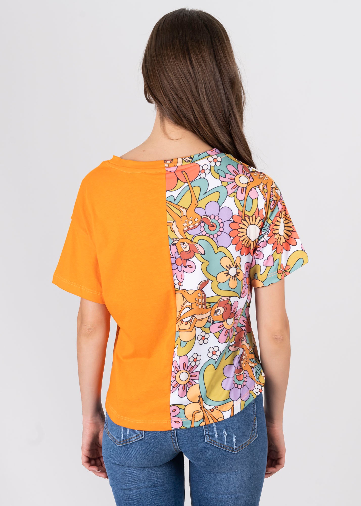 Playera bicolor Bambi NARANJA COMBO