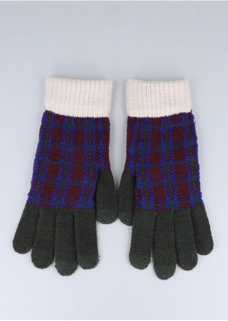 Guantes tejidos cuadros