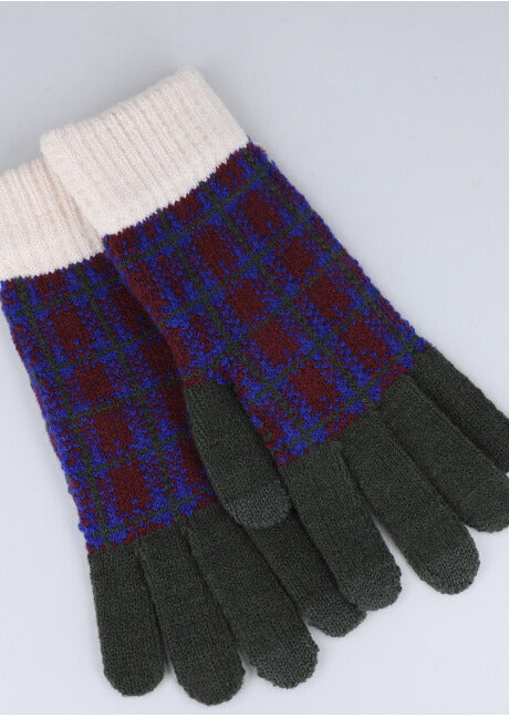 Guantes tejidos cuadros VERDE