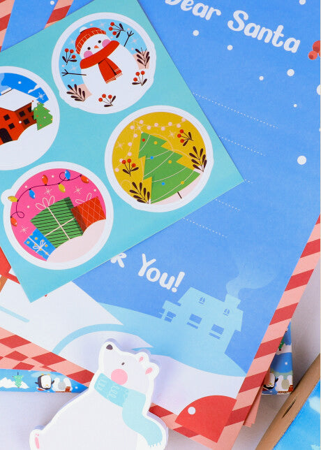 Kit navideño cartas sticker AZUL