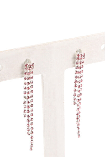 Aretes tiras brillos ROSA COMBO