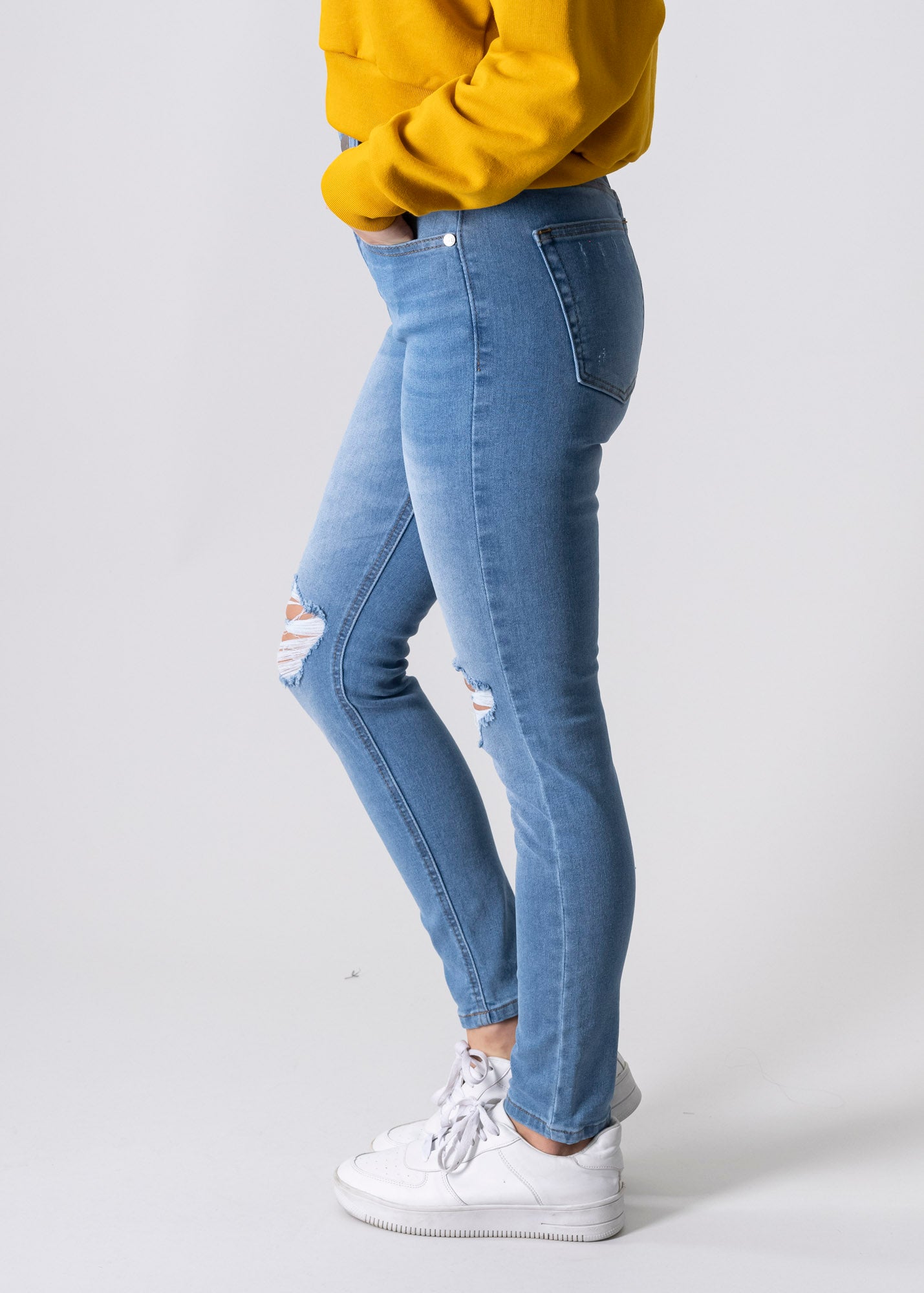 Jeans skinny destrucción rodillas LIGHT WASH