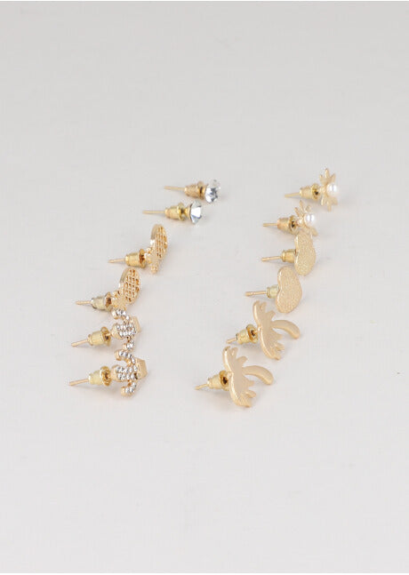 6 pares aretes piñas ORO