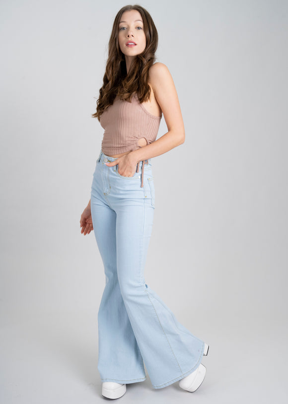 Jeans flared tejido tribal