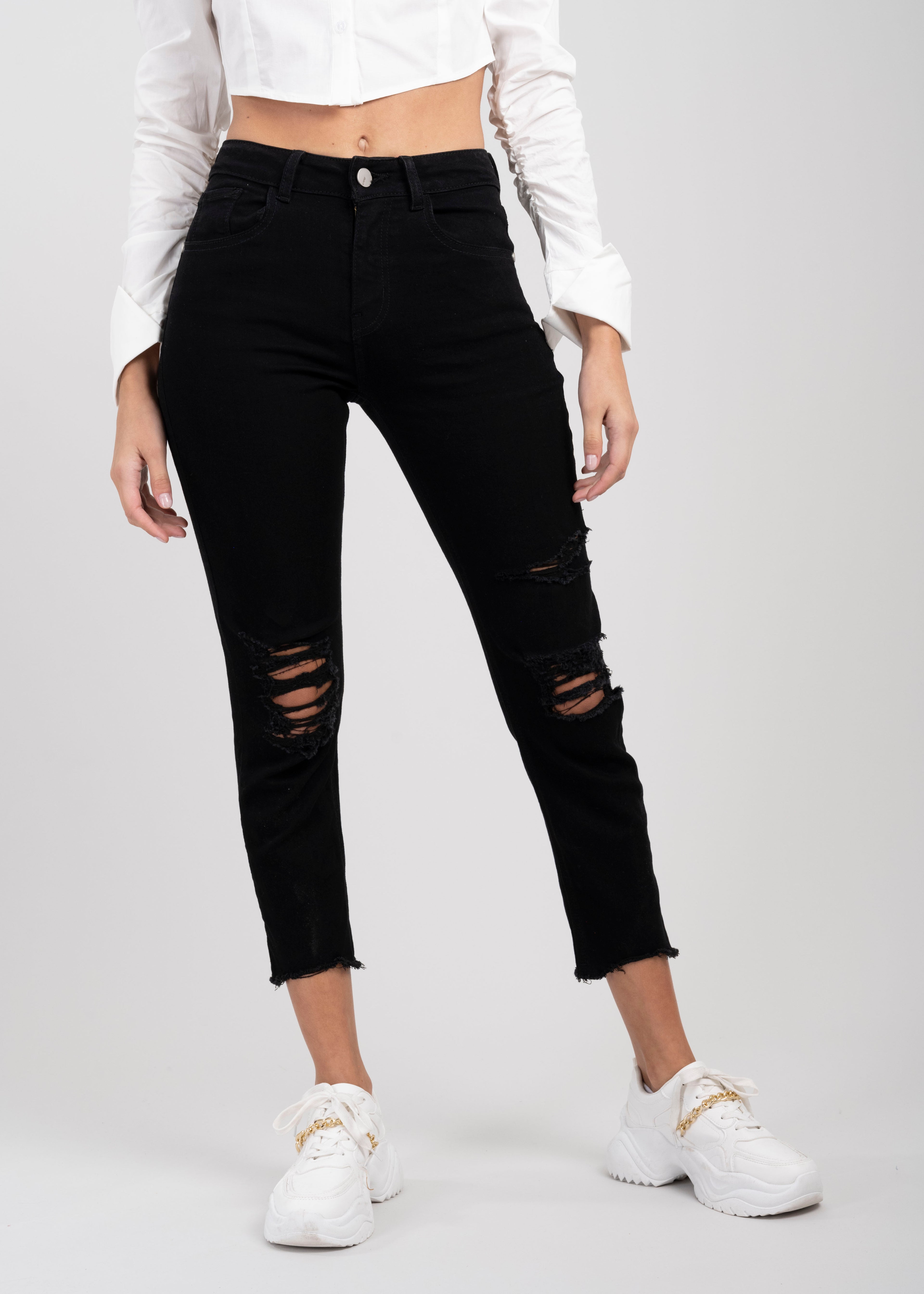 Jeans skinny destrucciones NEGRO