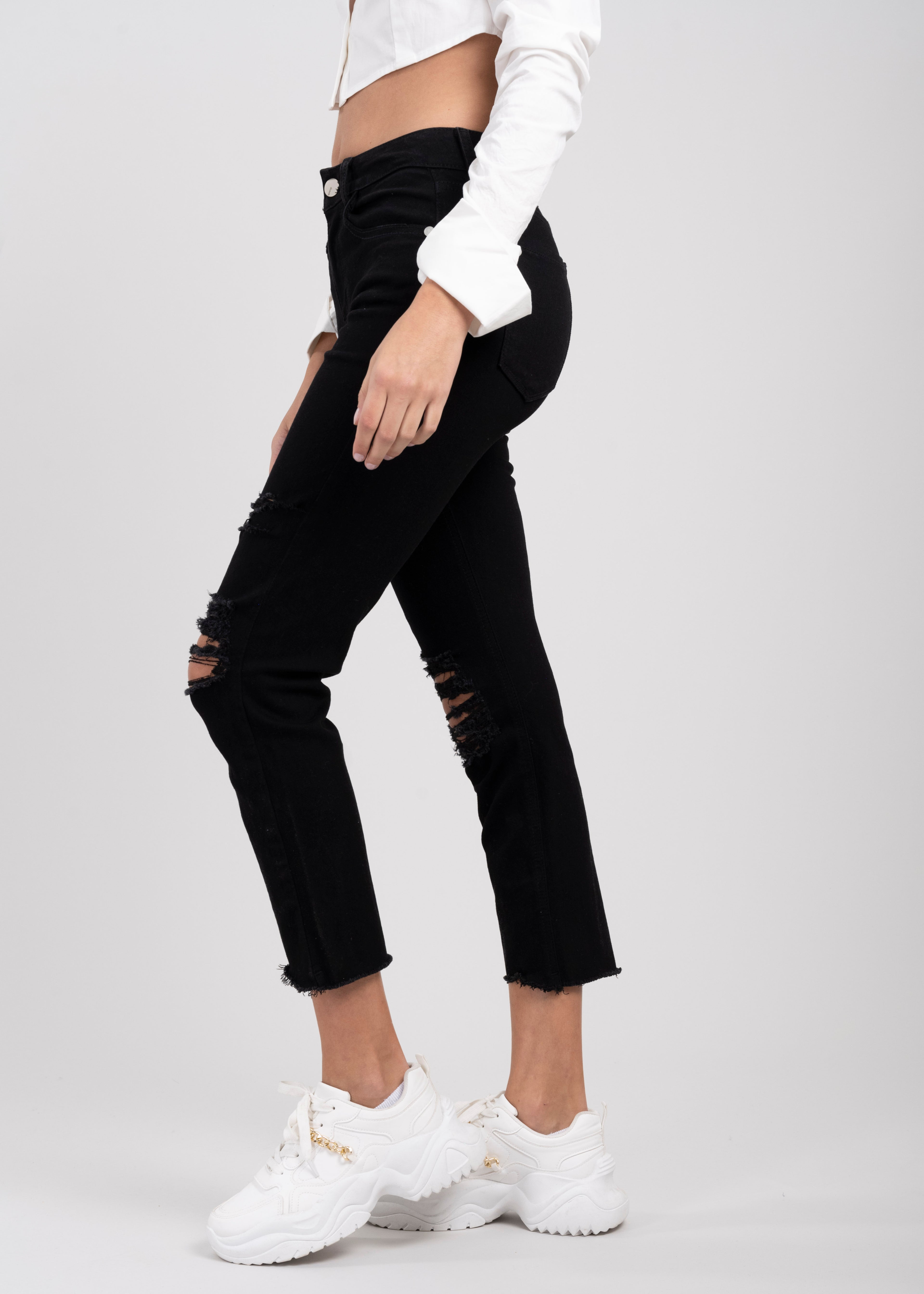 Jeans skinny destrucciones NEGRO