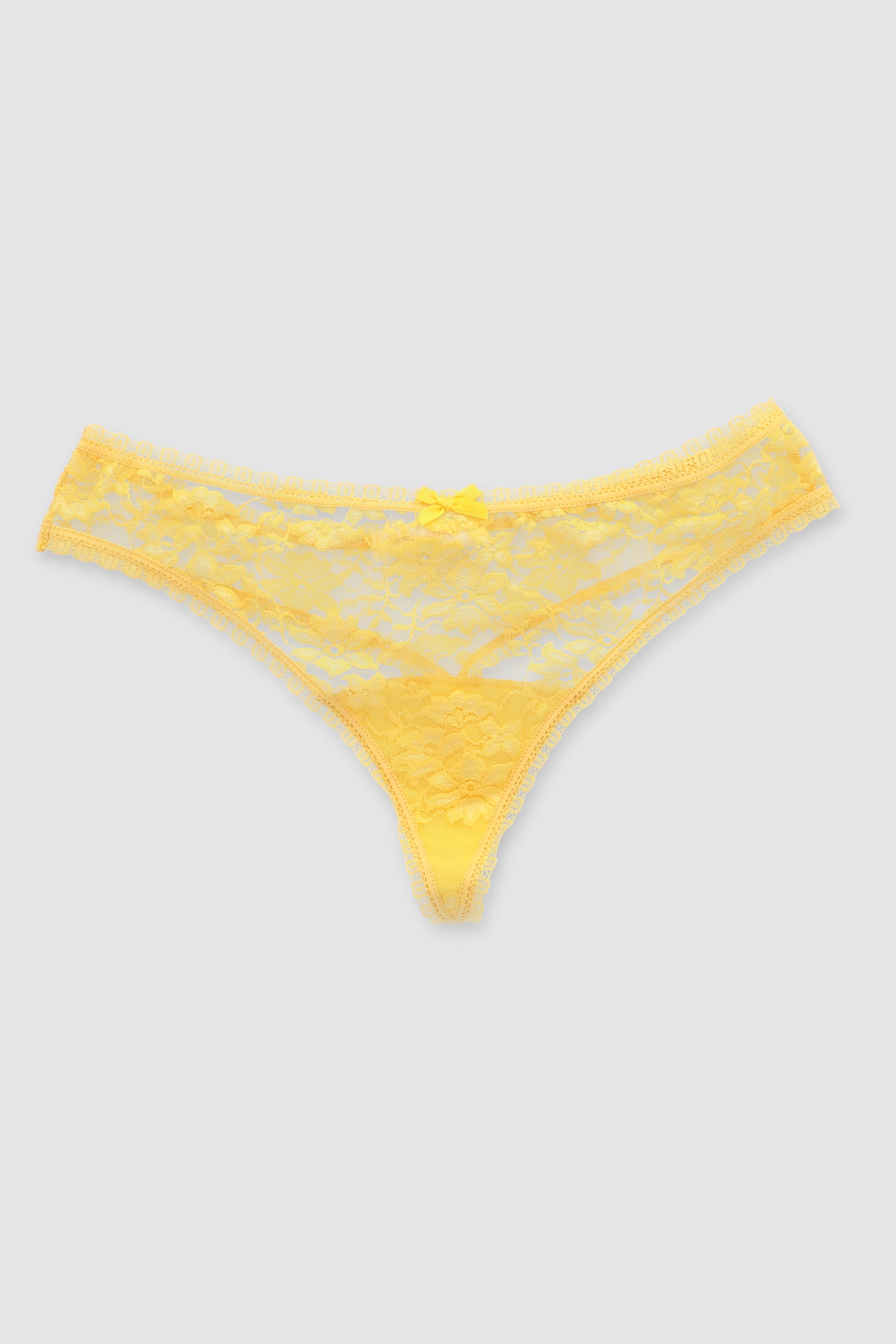 Tanga mesh borde encaje AMARILLO