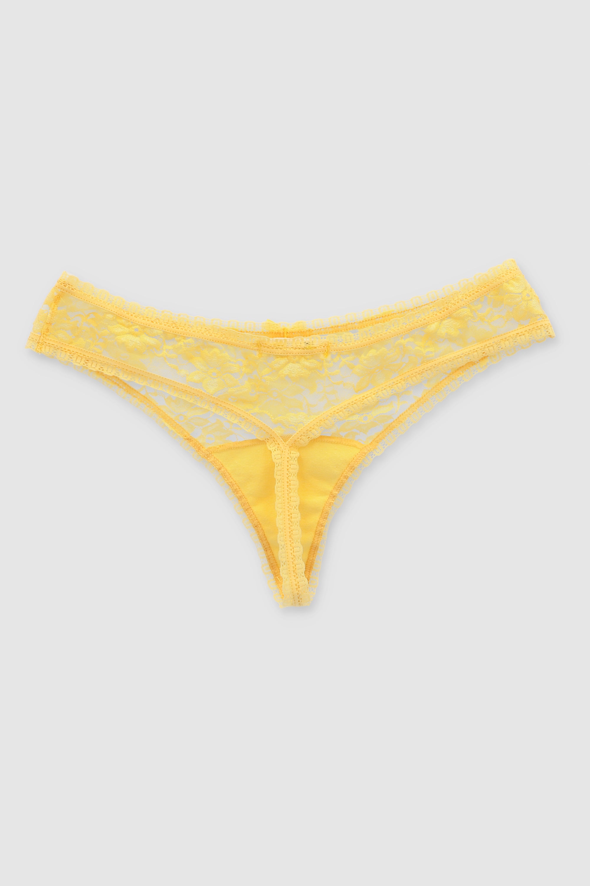 Tanga mesh borde encaje AMARILLO