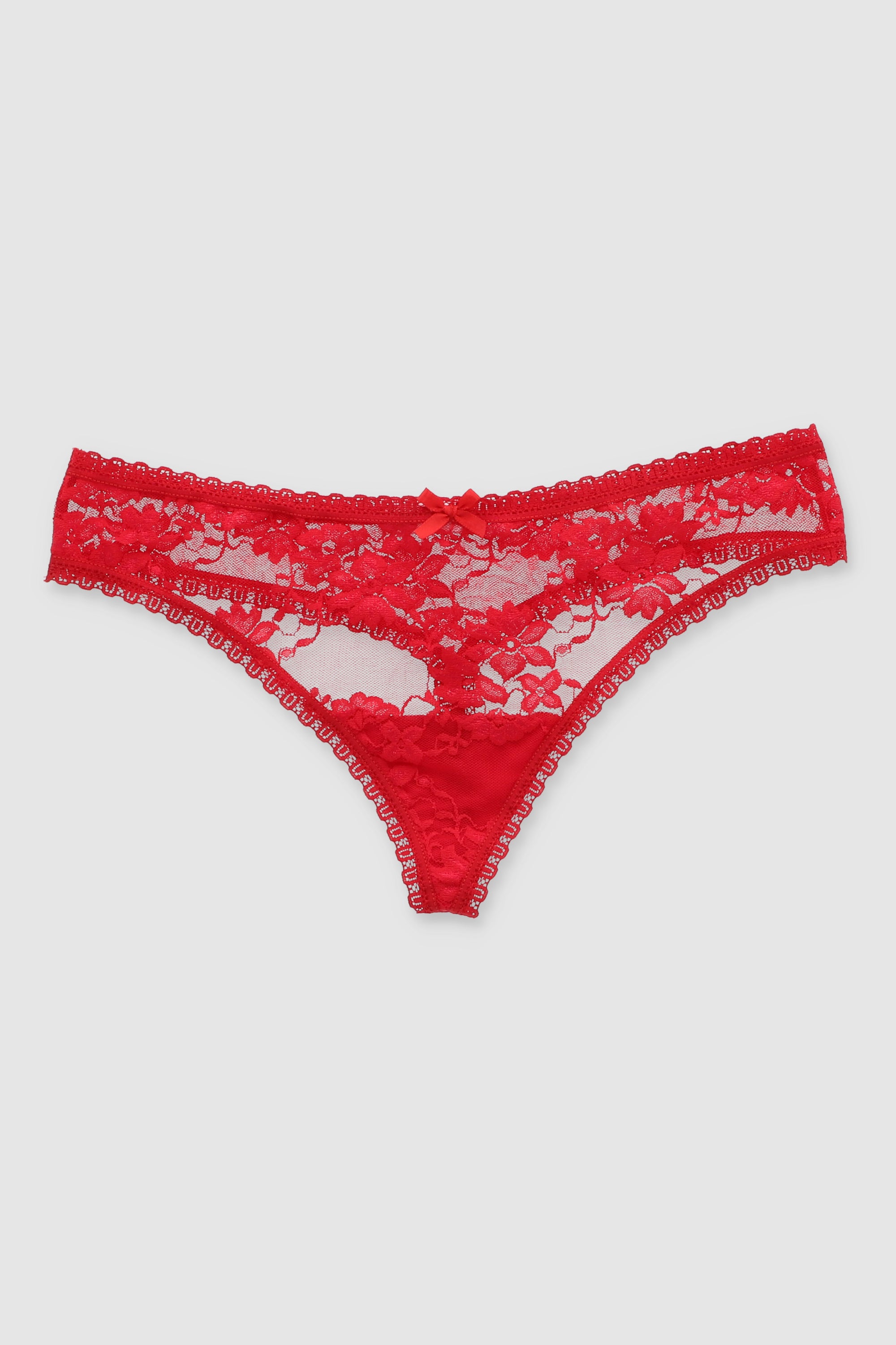 Tanga mesh borde encaje ROJO