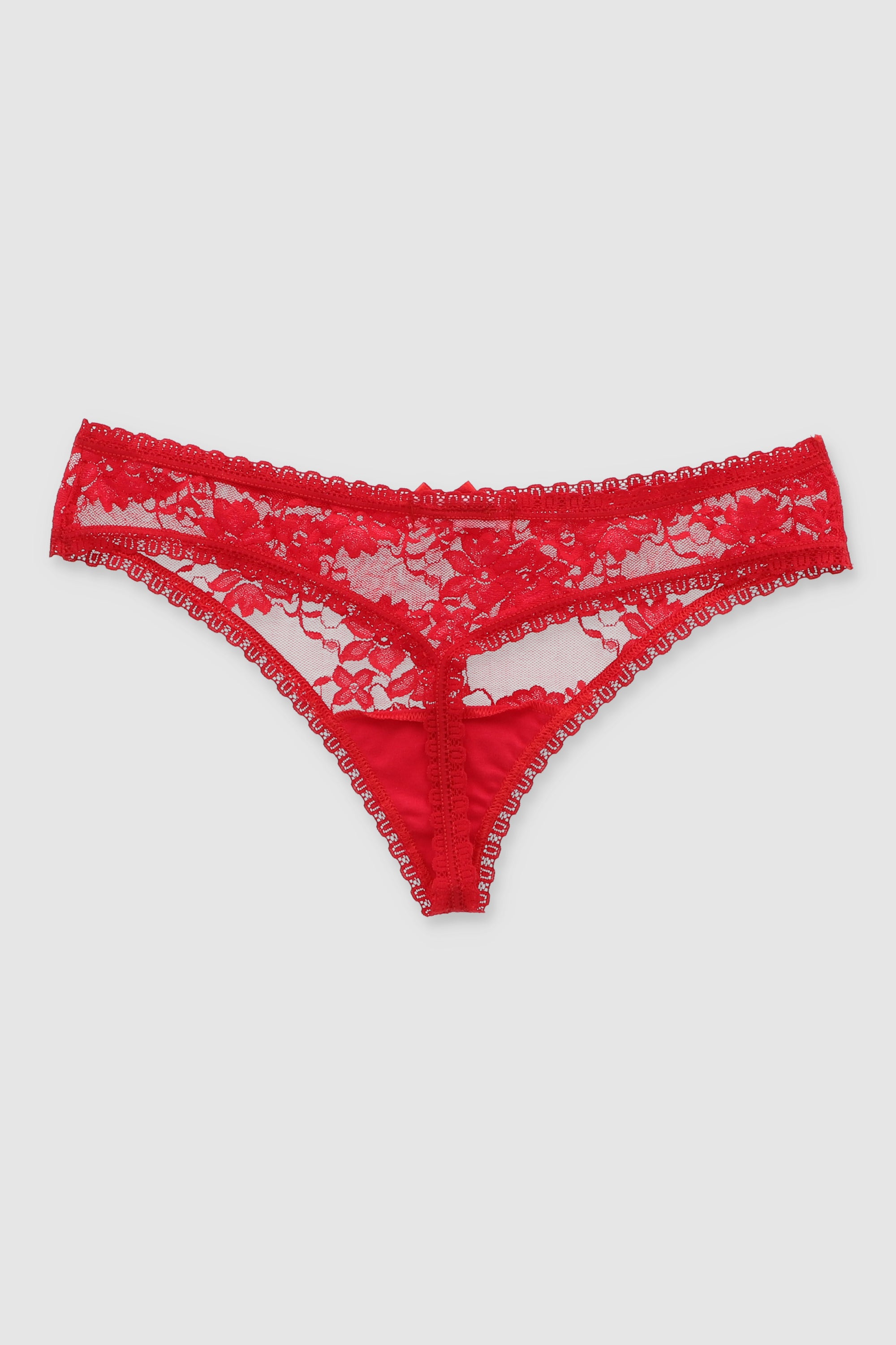 Tanga mesh borde encaje ROJO