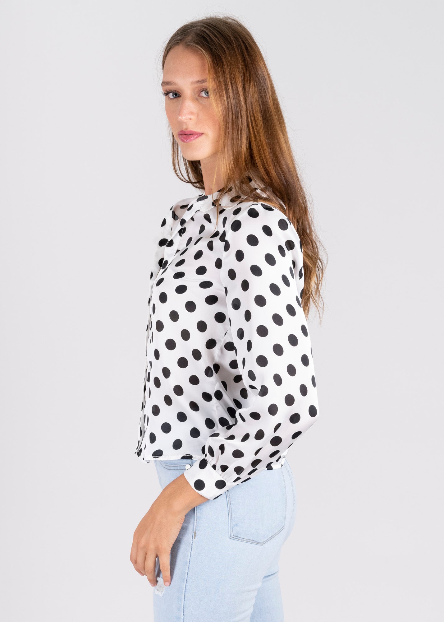 Blusa cuello polka dots maxi NEGRO COMBO