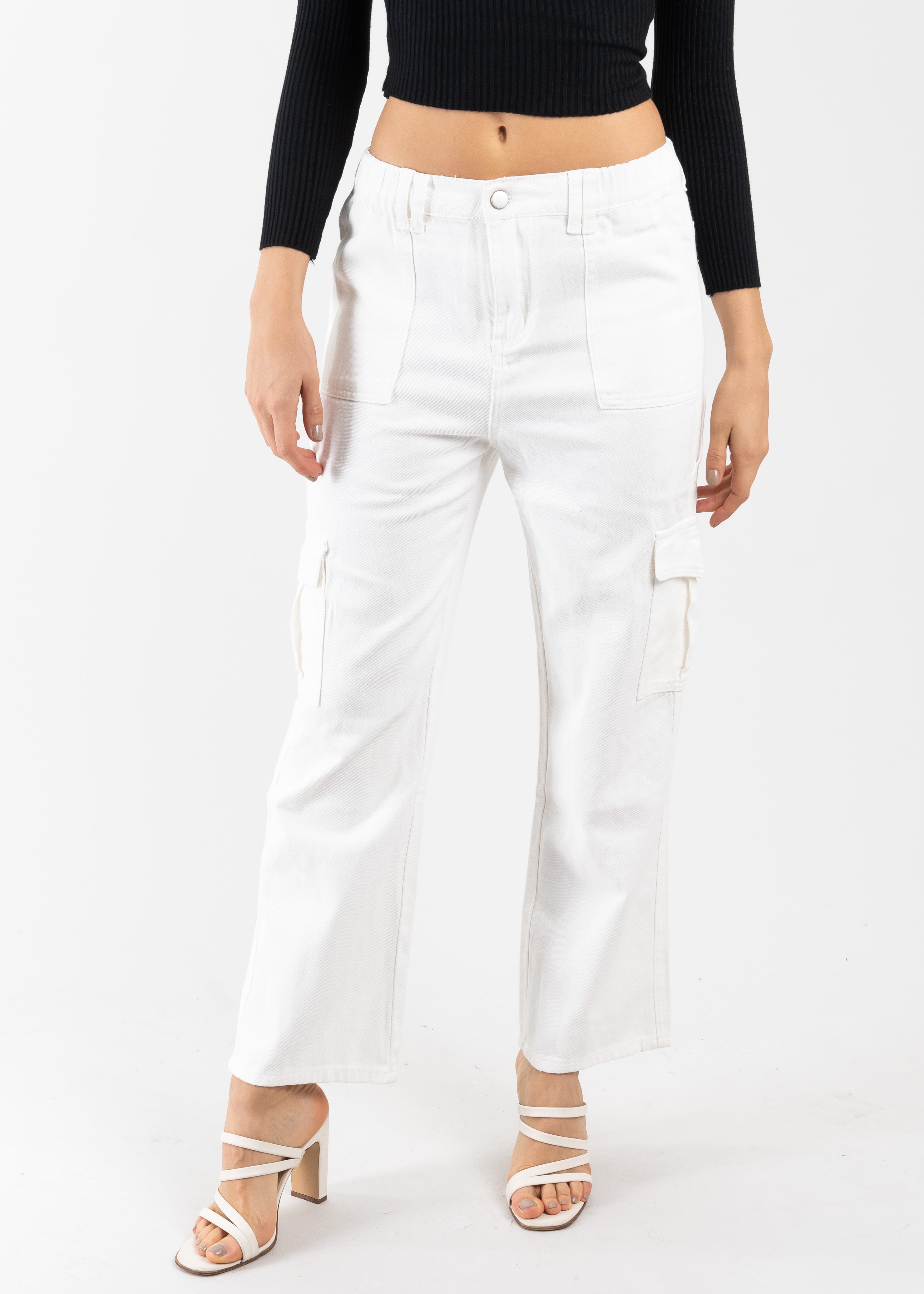 Jeans Cargo Costuras BLANCO