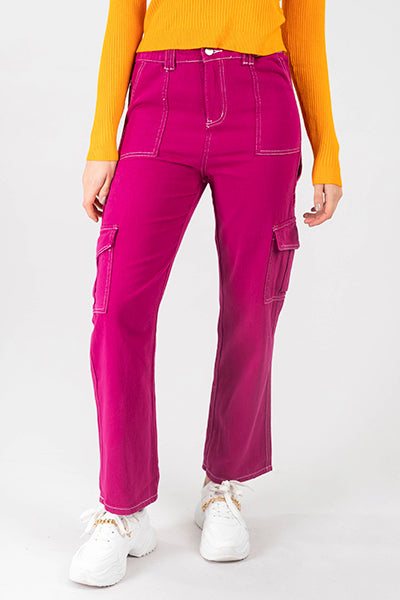 Jeans Cargo Costuras MAGENTA
