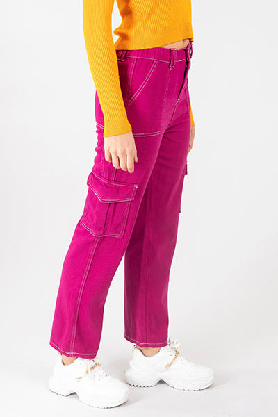 Jeans Cargo Costuras MAGENTA