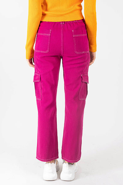 Jeans Cargo Costuras MAGENTA