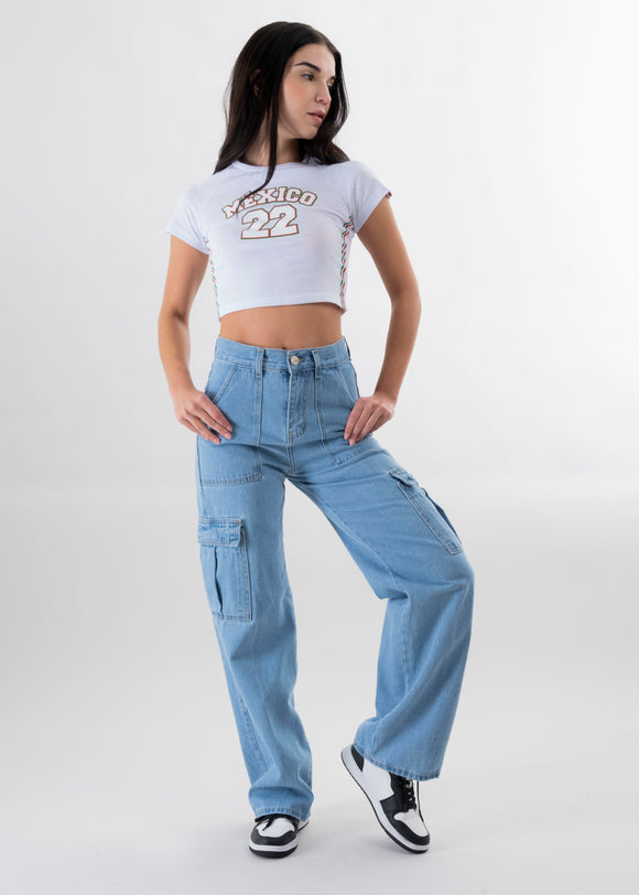 Jeans rectos bolsas cargo