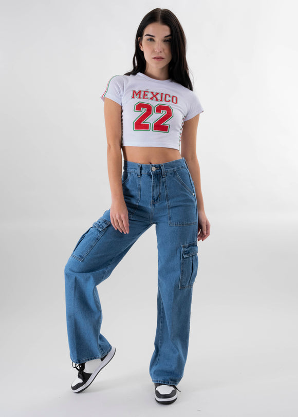 Jeans rectos bolsas cargo