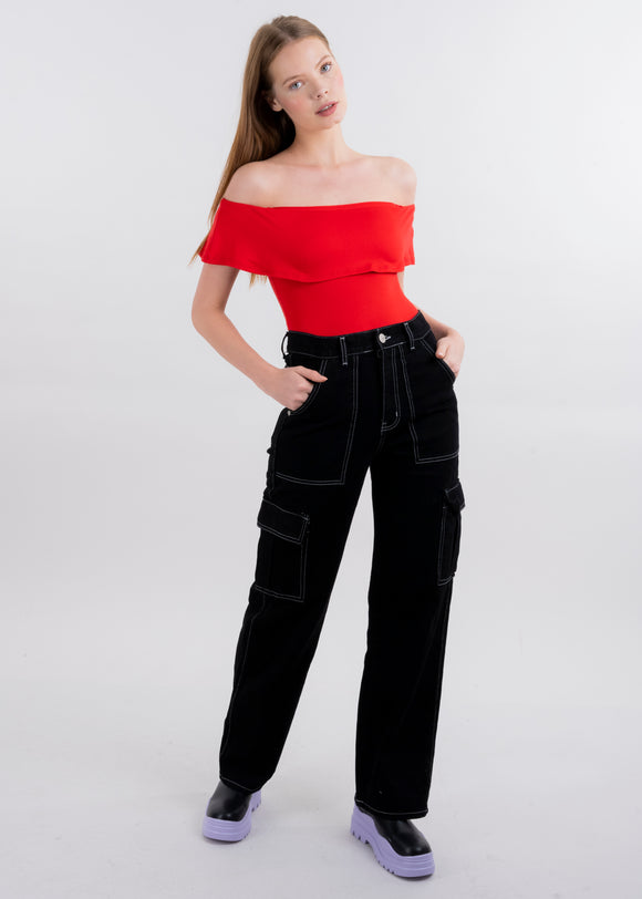 Jeans rectos bolsas cargo