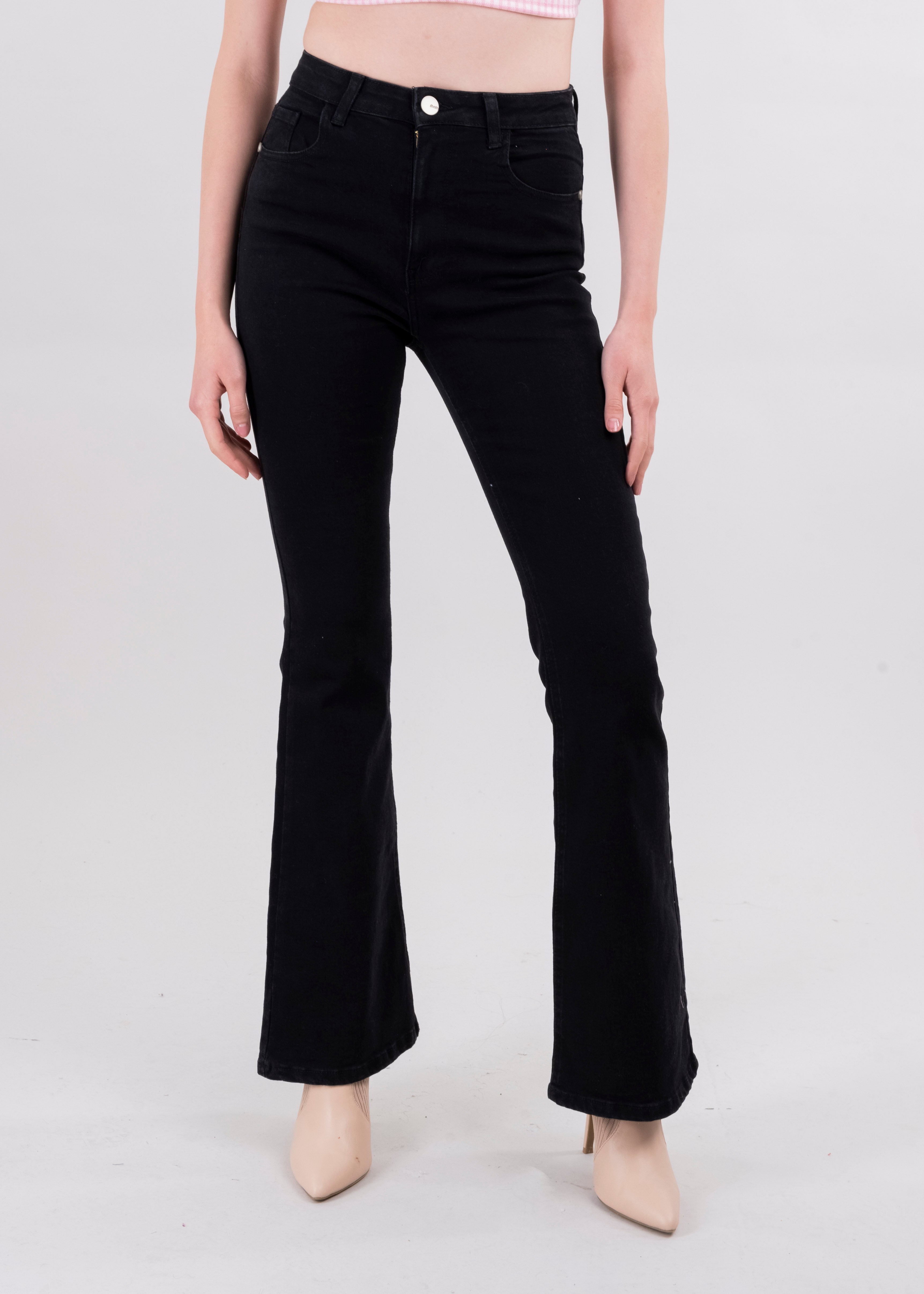 Jeans Flared lisos NEGRO