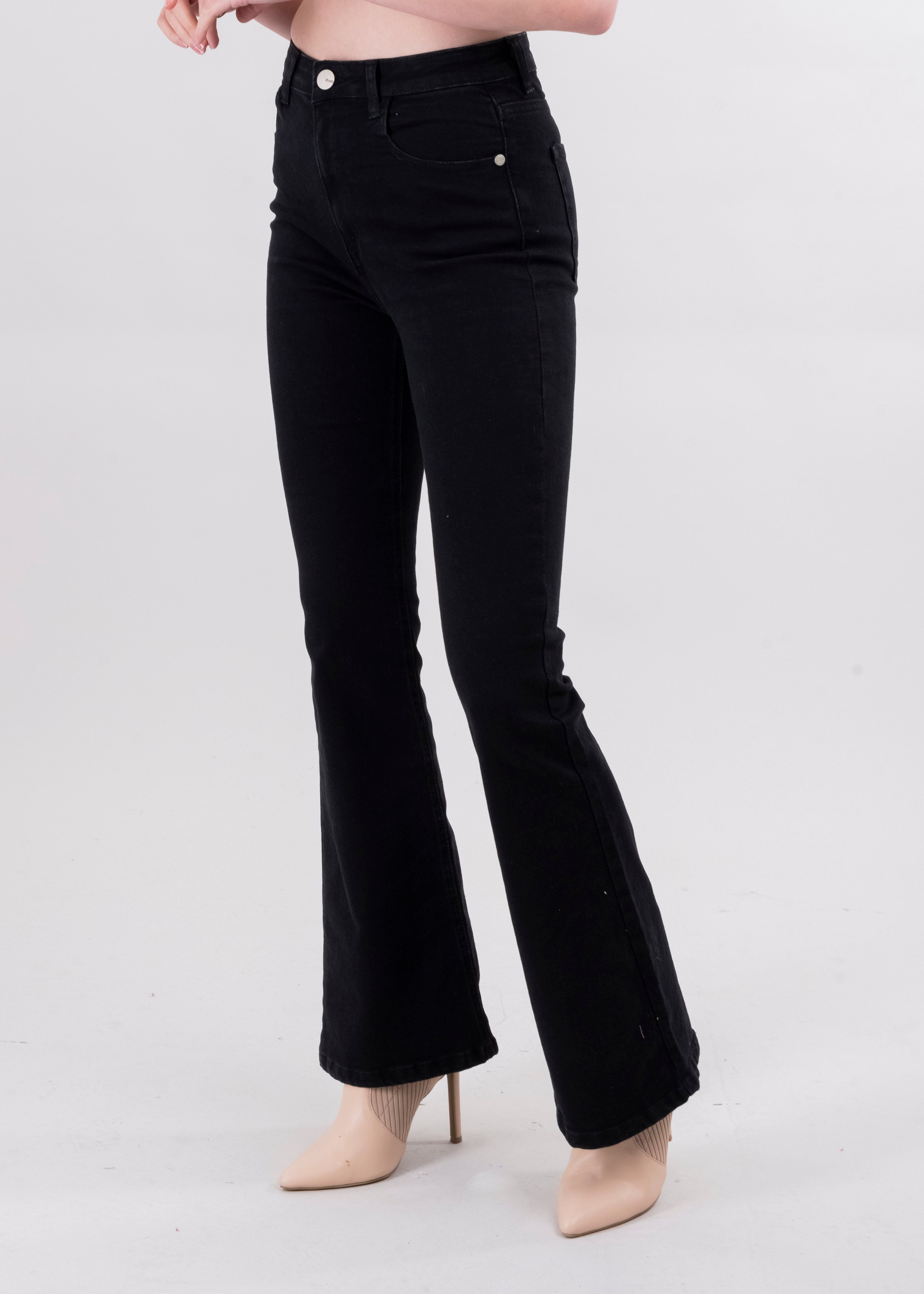 Jeans Flared lisos NEGRO