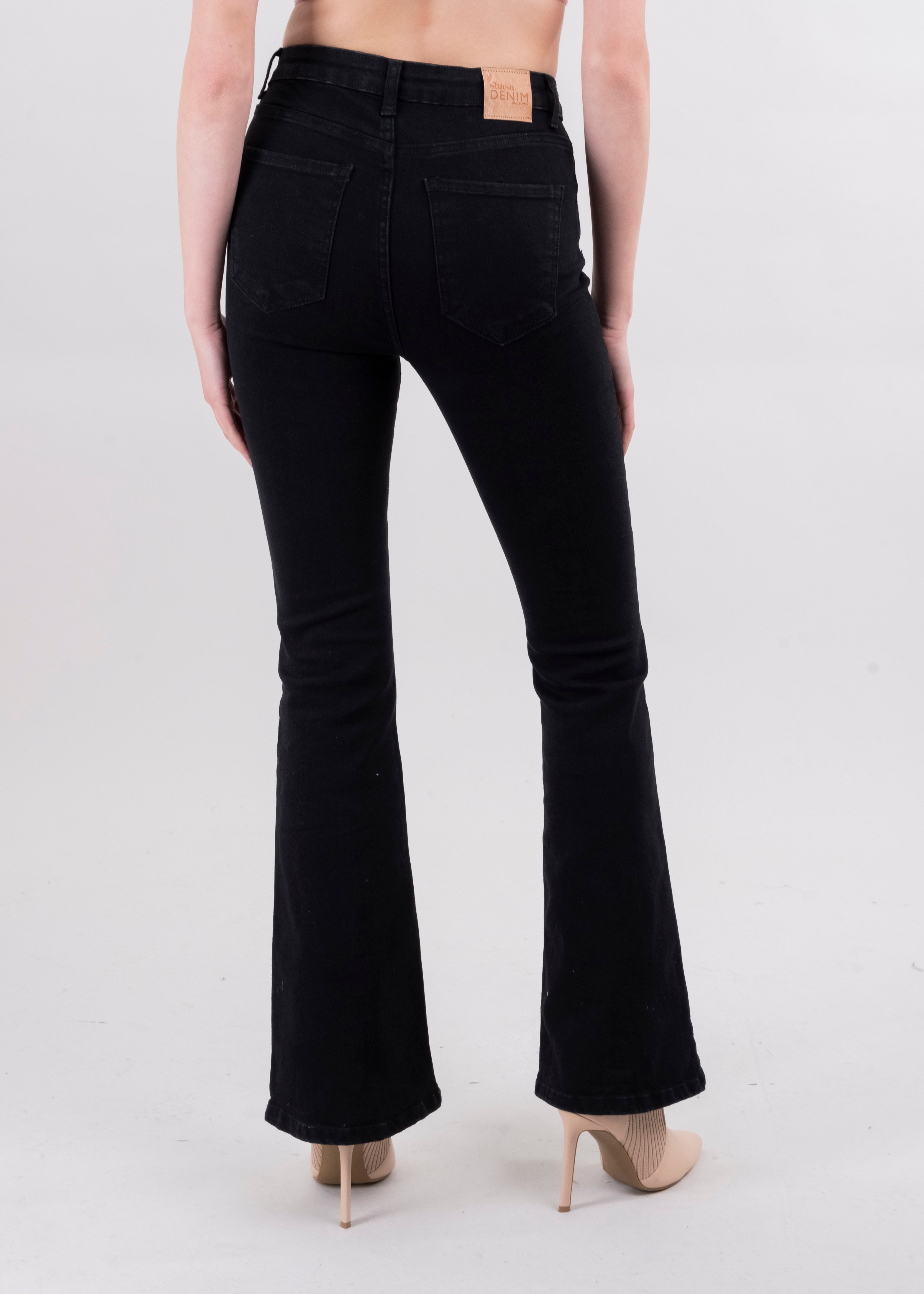 Jeans Flared lisos NEGRO