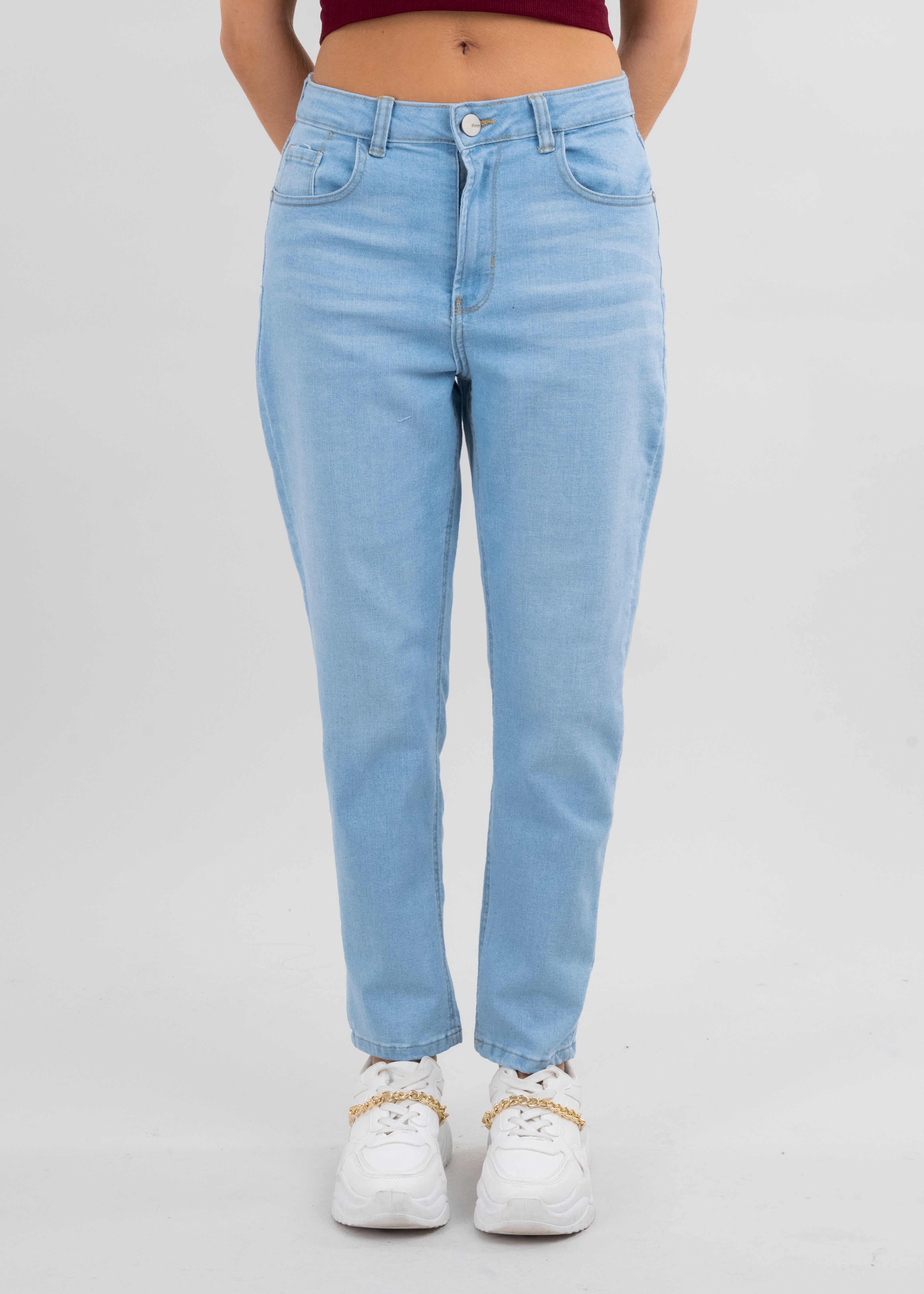 Jeans mom liso slim STONE LIGHT
