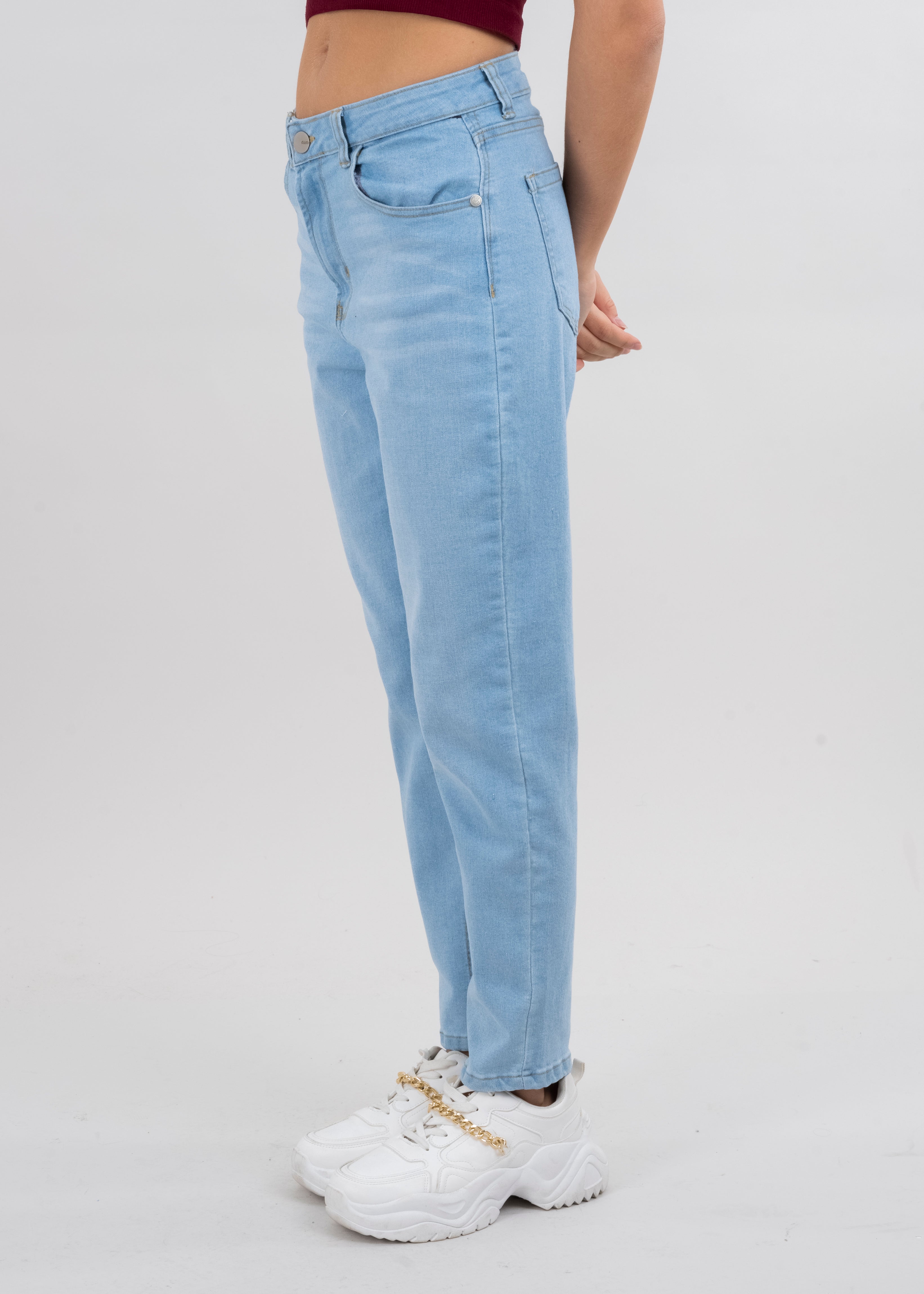 Jeans mom liso slim STONE LIGHT
