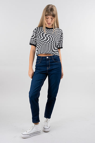 Jeans mom liso slim
