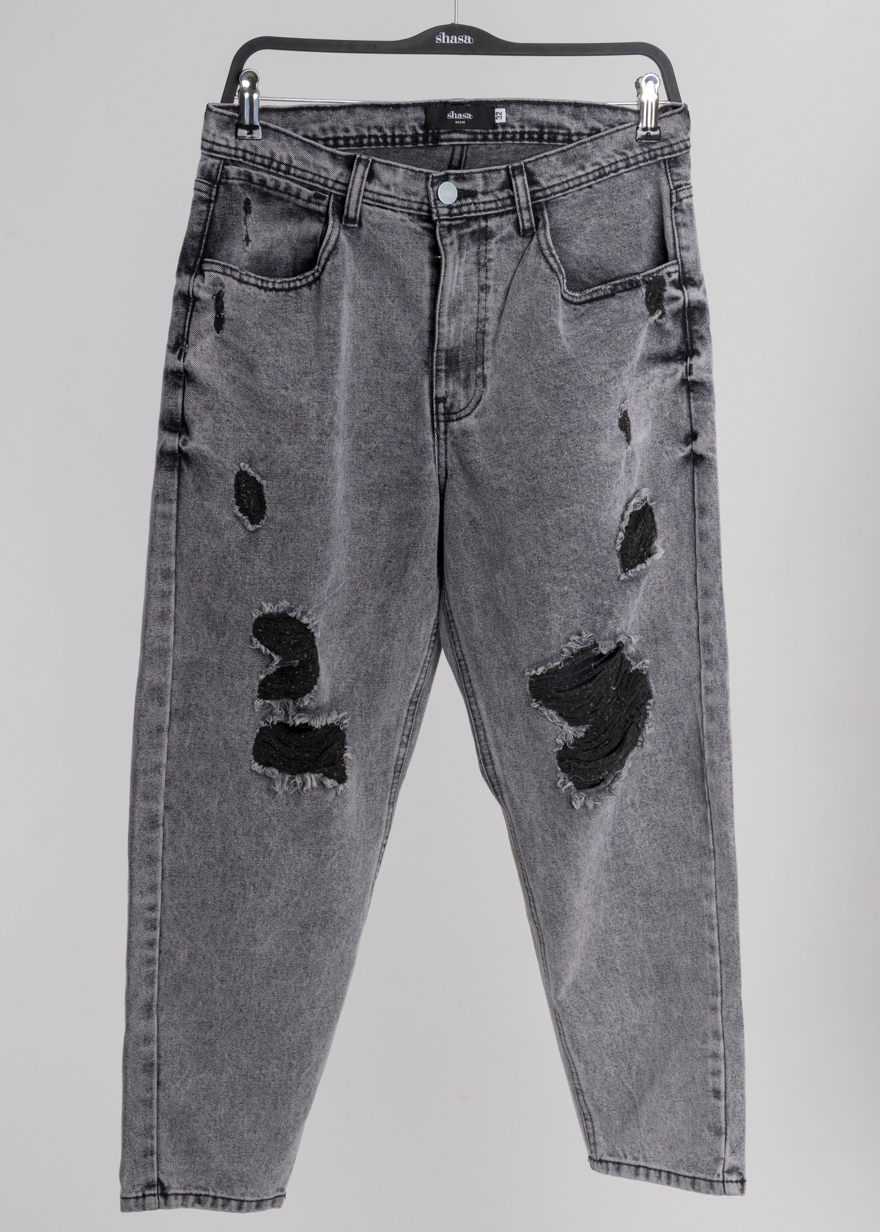 Jeans Baggy Destrucciones GRIS CLARO