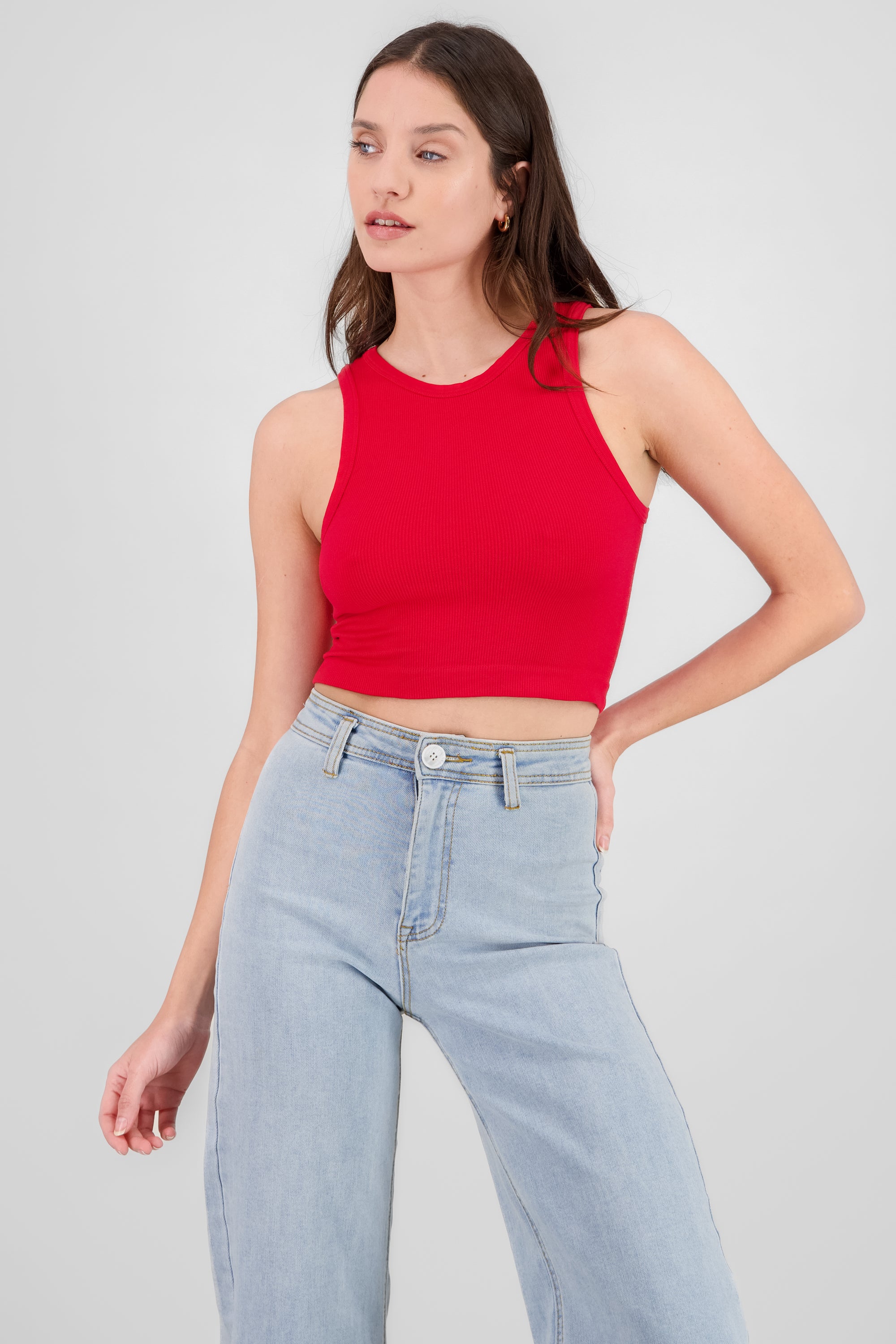 Top Tank Acanalado Liso ROJO