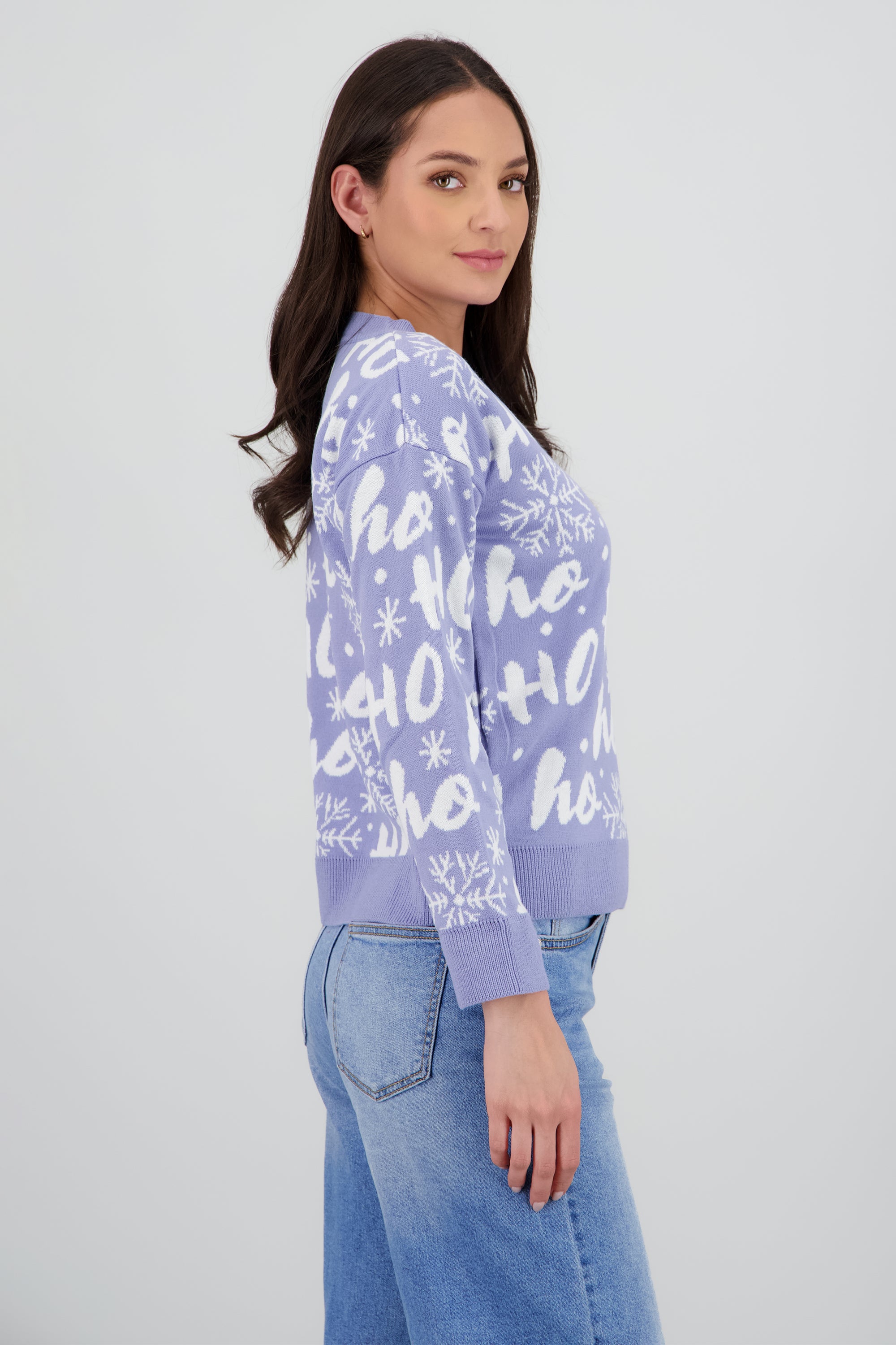 Suéter navideño ho ho LAVANDA