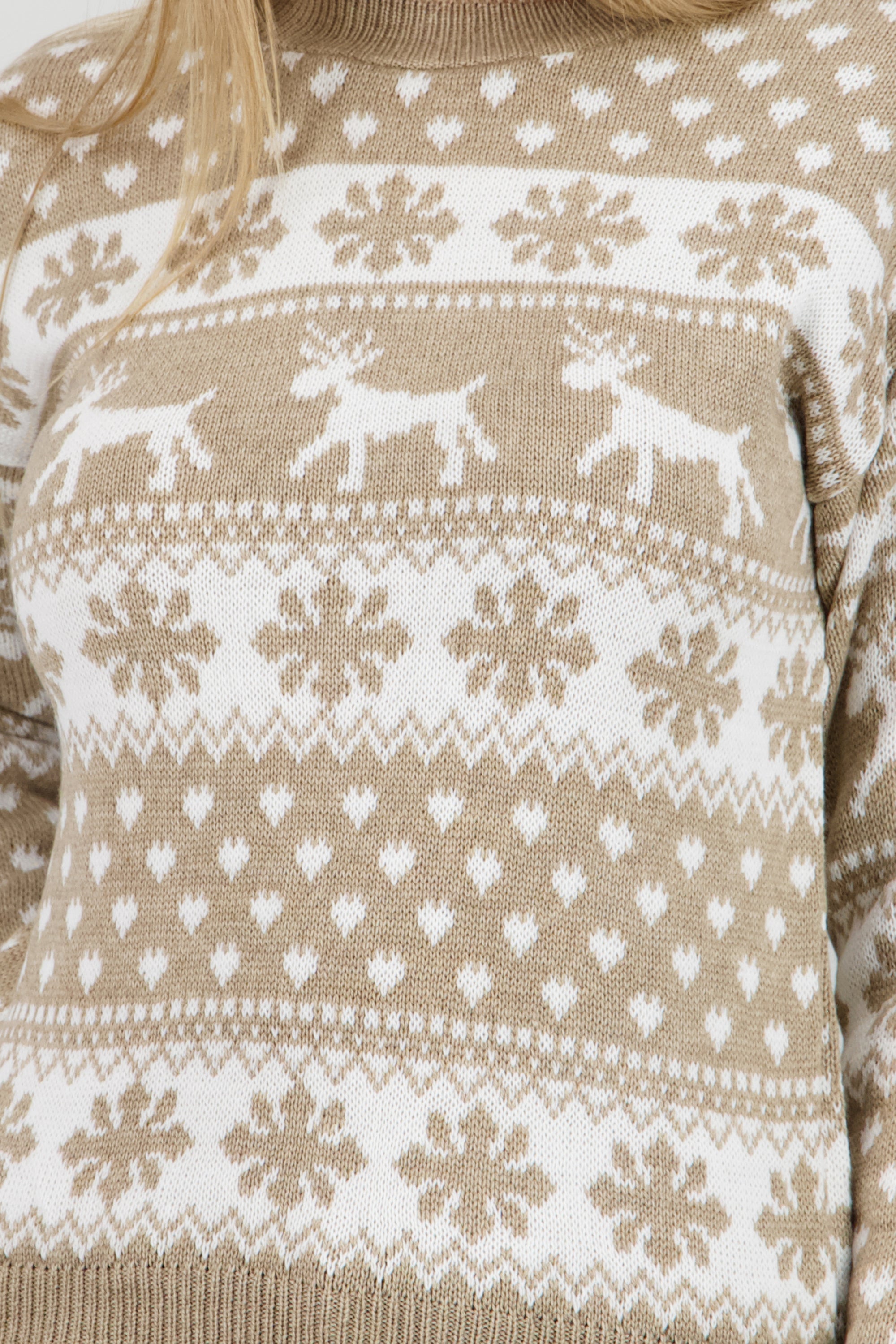 Suéter navideño renos BEIGE