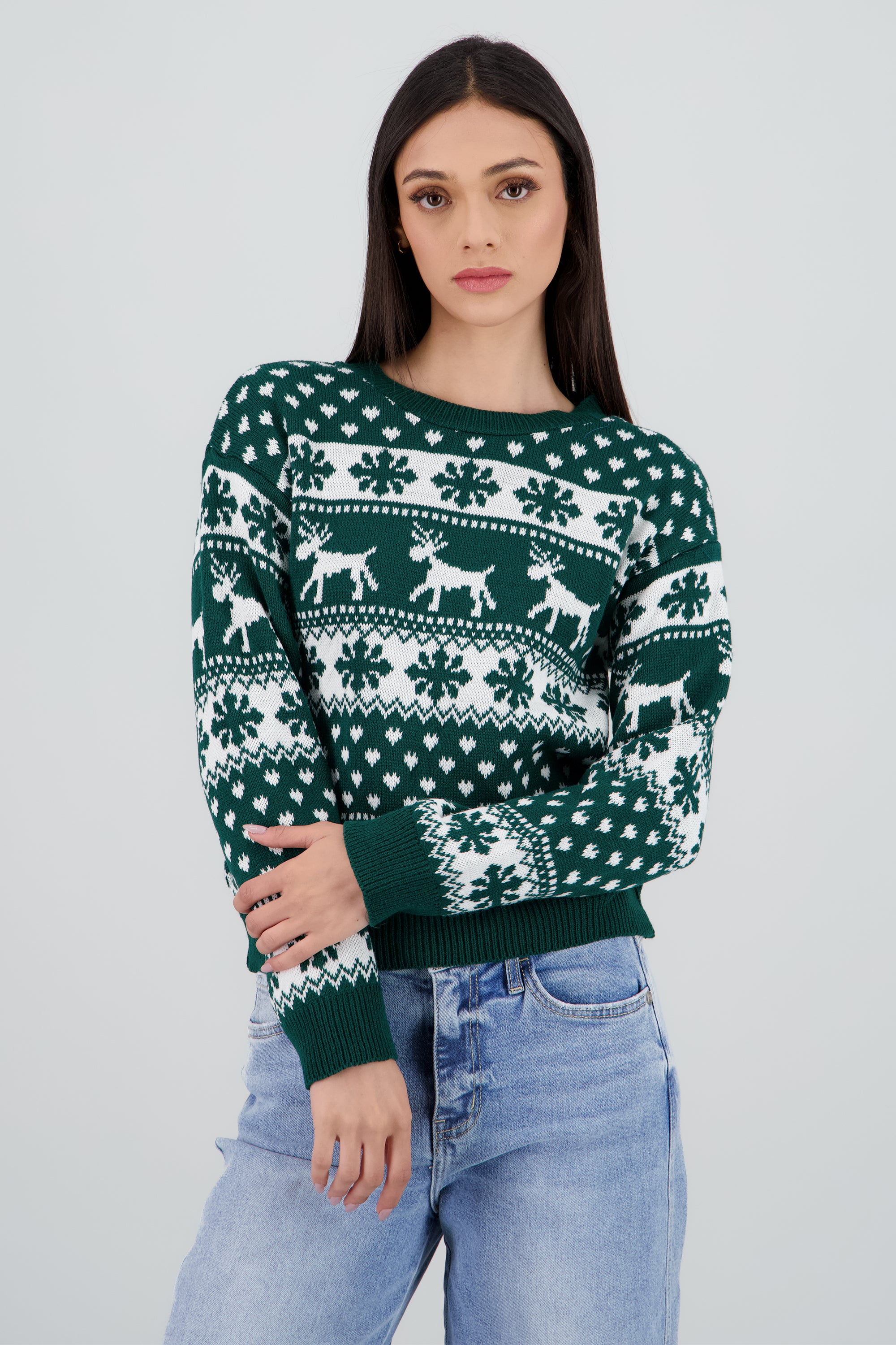Suéter navideño renos VERDE COMBO